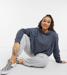 Укороченная худи синего цвета с карманами Noisy May Curve-Серый