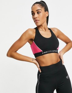 Черный спортивный бюстгальтер средней степени поддержки Pink Soda Sport Layna-Черный цвет