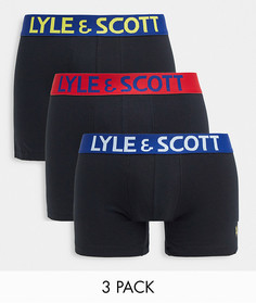 Набор из 3 боксеров-брифов черного цвета с контрастным поясом с логотипом Lyle & Scott Bodywear Daniel-Черный цвет