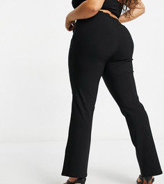 Черные эластичные брюки клеш из бенгалина ASOS DESIGN Curve-Черный цвет