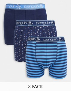 3 пары боксеров темно-синего цвета и синего в полоску Original Penguin-Многоцветный