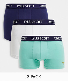 Набор из 3 боксеров-брифов белого, зеленого и темно-синего цвета Lyle & Scott Bodywear-Многоцветный