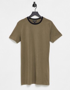 Платье-футболка цвета хаки с контрастной отделкой Brave Soul Lennie-Черный