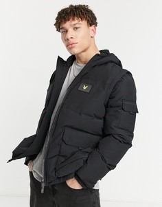 Пуховик 2 в 1 из рипстопа Lyle & Scott-Черный цвет