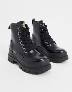 Черные ботинки челси из экокожи на толстой подошве и каблуке Buffalo Aspha-Черный цвет