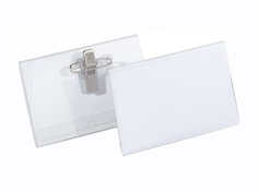 Бейдж Durable 54x90mm горизонтальный булавка+зажим ПВХ Transparent 8101-19