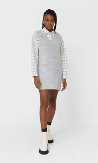 Stradivarius Платье-Жилет Пестро-Серый L