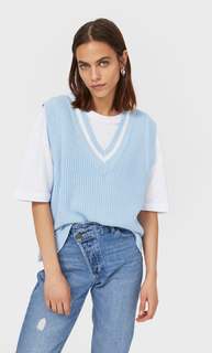 Stradivarius Трикотажный Топ Небесно-Голубой S