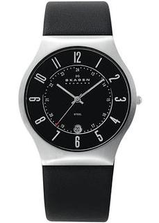 Швейцарские наручные мужские часы Skagen 233XXLSLB. Коллекция Leather