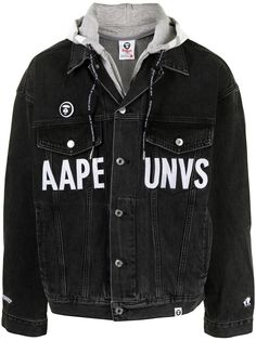 AAPE BY *A BATHING APE® джинсовая куртка с капюшоном и логотипом