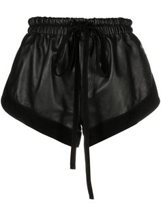 Saint Laurent кожаные шорты с кулиской