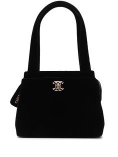 Chanel Pre-Owned бархатная сумка-тоут 1998-го года с логотипом CC