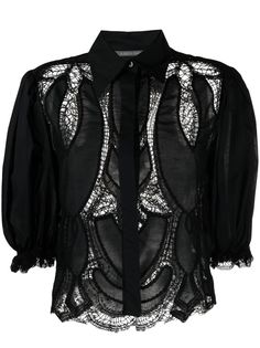 Alberta Ferretti рубашка с пышными рукавами и кружевом
