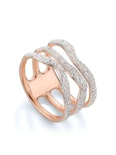 Monica Vinader кольцо Riva из позолоченного серебра с бриллиантами