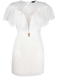 Elisabetta Franchi кружевное платье мини с бахромой