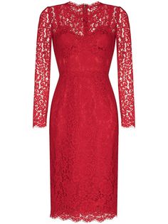 Dolce & Gabbana платье миди с длинными рукавами и цветочным кружевом