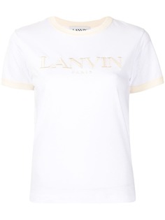 LANVIN футболка с вышитым логотипом и контрастной окантовкой