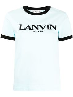 LANVIN футболка с вышитым логотипом и контрастной окантовкой