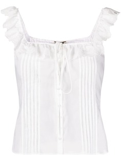 Saint Laurent топ без рукавов с английской вышивкой