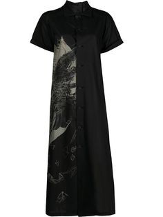 Yohji Yamamoto длинное платье-рубашка