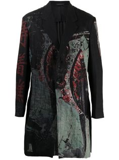 Yohji Yamamoto пиджак с графичным принтом