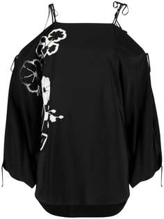 Ermanno Scervino блузка с открытыми плечами и цветочной вышивкой
