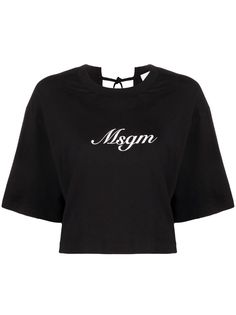 MSGM футболка с завязками и логотипом