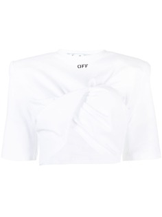Off-White укороченная футболка с драпировкой