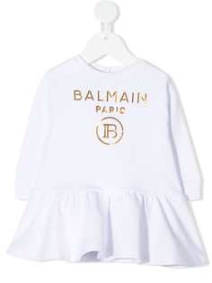 Balmain Kids джемпер с баской и логотипом