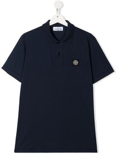 Stone Island Junior рубашка поло с нашивкой-логотипом