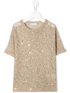 Brunello Cucinelli Kids трикотажный топ с пайетками