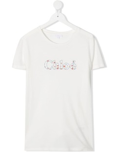 Chloé Kids футболка с вышитым логотипом