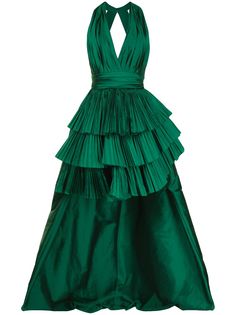 Elie Saab платье с глубоким вырезом и плиссировкой
