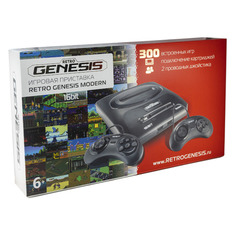 Игровая консоль RETRO GENESIS 300 игр, два проводных джойстика, Modern, черный