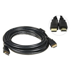 Кабель соединительный аудио-видео PREMIER 5-813, HDMI (m) - HDMI (m) , ver 1.4, 5м, GOLD, ф/фильтр, черный Noname