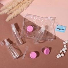 Набор для хранения, в чехле, 7 предметов, цвет прозрачный/розовый Onlitop