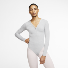 Женское боди из ткани Infinalon с длинным рукавом Nike Yoga Luxe - Серый