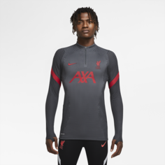 Мужская футболка для футбольного тренинга с молнией 1/4 Liverpool FC VaporKnit Strike - Черный Nike