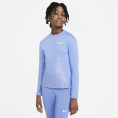 Футболка для тренинга для девочек школьного возраста Nike Pro Warm - Синий