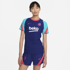 Женская игровая футболка с коротким рукавом FC Barcelona VaporKnit Strike - Синий Nike