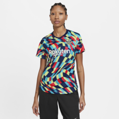 Женская предматчевая игровая футболка с коротким рукавом FC Barcelona - Синий Nike