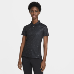 Женская рубашка-поло с коротким рукавом и принтом для гольфа Nike Dri-FIT - Черный