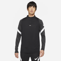 Мужская футболка для футбольного тренинга с молнией 1/4 Nike Dri-FIT Strike - Черный