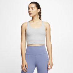 Женская укороченная футболка из ткани Infinalon Nike Yoga Luxe - Серый