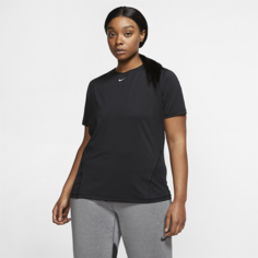 Женская сетчатая футболка Nike Pro (большие размеры) - Черный