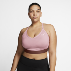 Спортивное бра с вкладышем и легкой поддержкой Nike Dri-FIT Indy (большие размеры) - Розовый