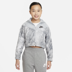 Куртка с принтом тай-дай для девочек школьного возраста Nike Sportswear Windrunner - Серый