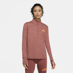 Женская футболка для трейлраннинга с молнией на половину длины Nike - Красный