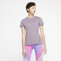 Женская футболка с коротким рукавом для тренинга Nike Pro - Пурпурный