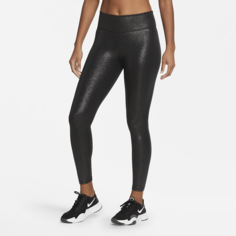 Женские слегка укороченные леггинсы со средней посадкой и блестящим покрытием Nike One - Черный